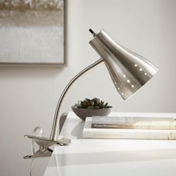 Satin Chrome Clip Lamp Gooseneck Light  desk room home