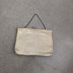 Vintage gold leather clutch