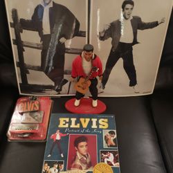 Vintage+Rare" ELVIS PRESLEY "Jailhouse Rock" Doll with Guitar 1993+ Book+Diecast Car