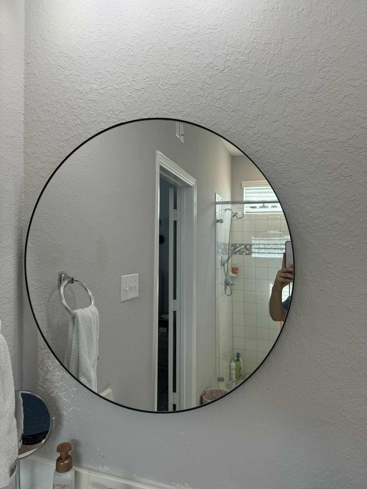 Kirklands Black Round Mirror