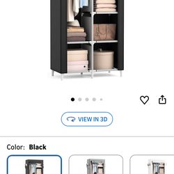 Canvas Wardrobe Portable Closet Wardrobe Clothes Storage with 6 Shelves and Hanging Rail,Non-Woven Fabric, Quick and Easy Assembly,Black