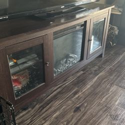 Wooden Tv Stand with Fireplace 