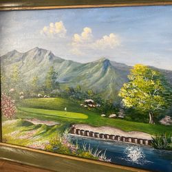 Golf Course Hand Painted With Frame 