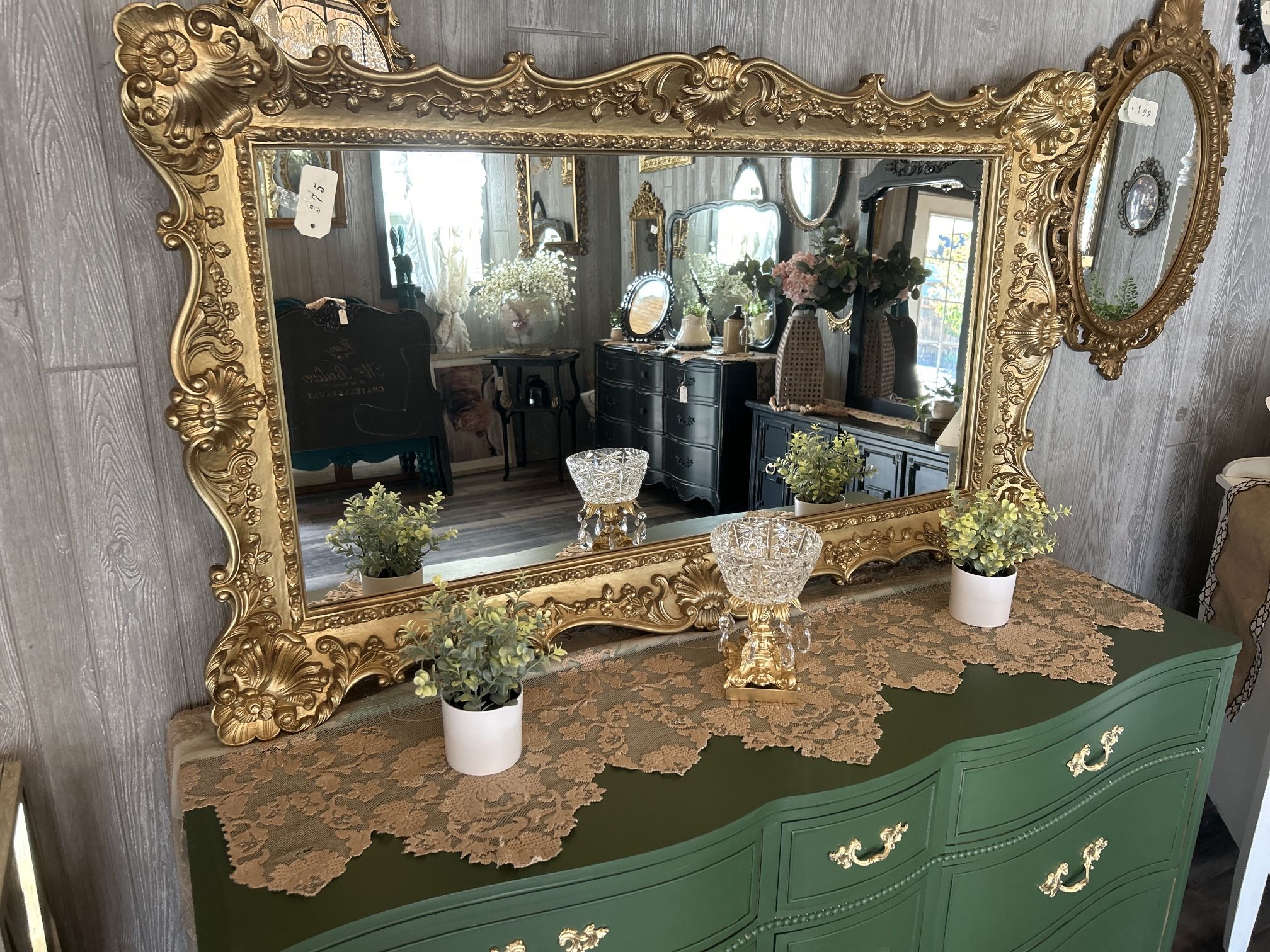 Amazing Huge Ornate Gold Hollywood Regency Mirror