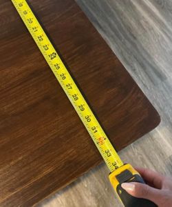Dining table with metal legs