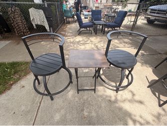 2 stools and table