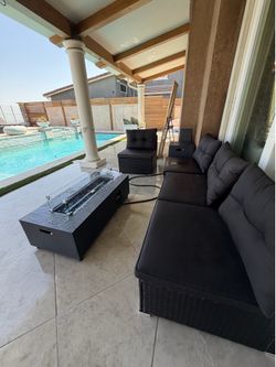 Fireplace with outdoor seating