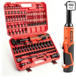 3/8" Extended Reach Cordless Ratchet Set 102Pcs