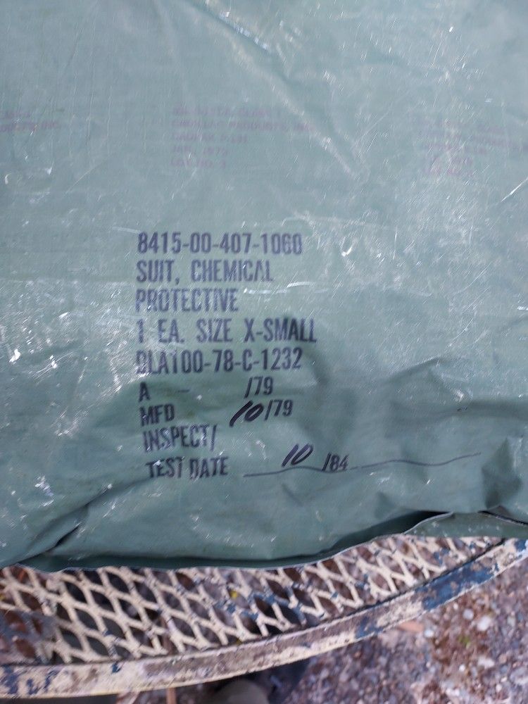 Army Surplus Chemical Suit X-sm $5