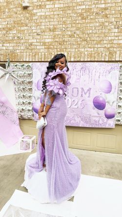 Lavender Sequin Mermaid Prom Gown