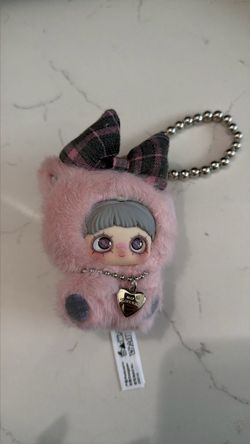 Plush Doll Keychain with Heart Charm