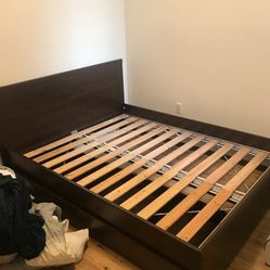 IKEA MALM Queen Bed Frame With 4 Storage Drawers
Color:brown