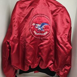 VTG Embroidered Satin Bomber Jacket Pasadena Processing & Distribution Center XL