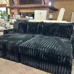 Brand New Corduroy Lined Double Chaise Couch Set 