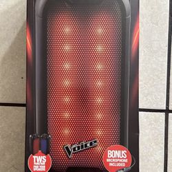 The Voice POWER Light Up Bluetooth Karaoke Tower Speaker with Microphone NEW