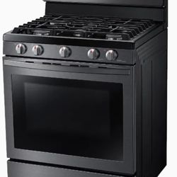 Samsung 30-in 5 Burners 5.8-cu ft Self-Cleaning Convection Oven Freestanding Gas Range (Fingerprint Resistant Black Stainless Steel)

