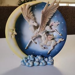 Hand Crafted Porcelain Pegasus And Moon Collectible