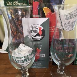 Pat O’Brien’s Hurricane Glasses (2) + Swag
