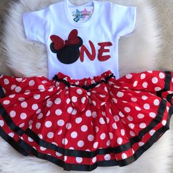 1st First Birthday Minnie tutu set