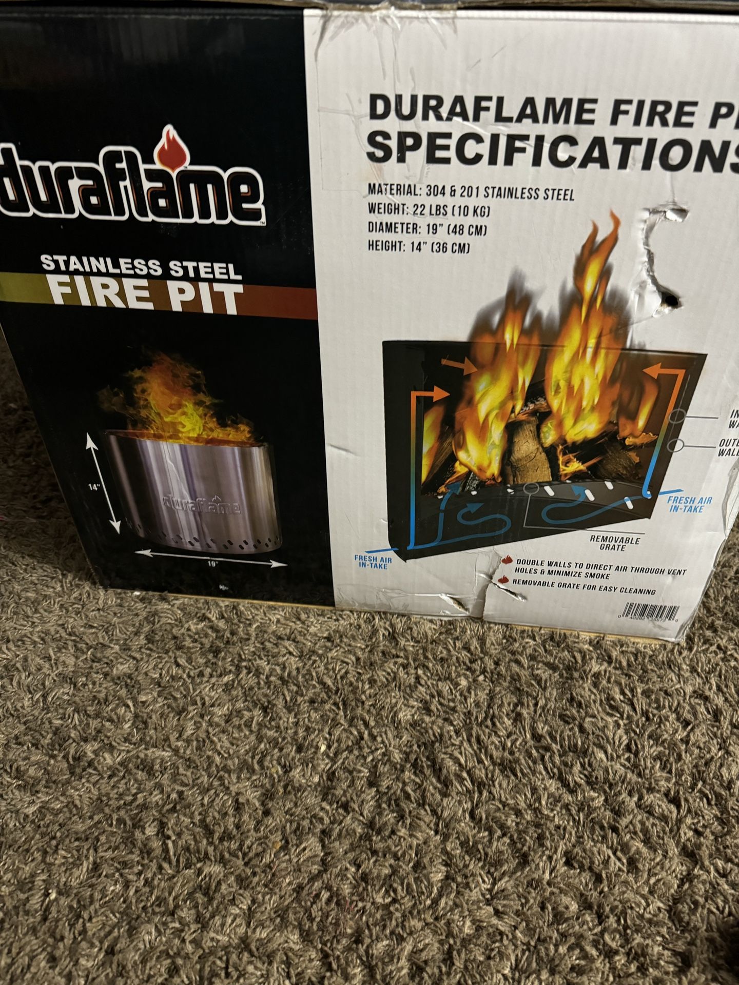 Duraflame 19" Low Smoke Fire Pit for Camping, Tailgating, and Beach