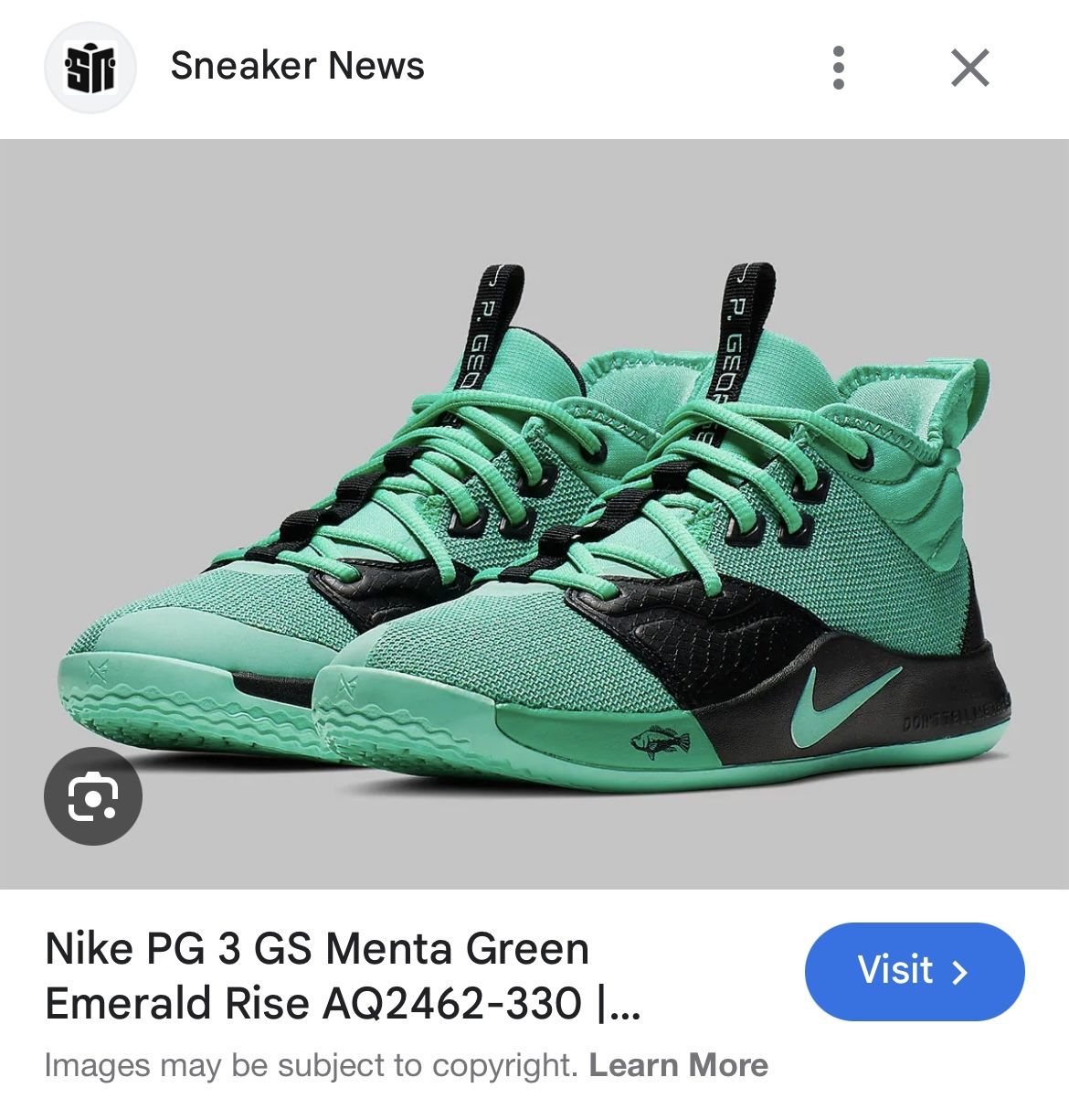Nike PG 3 GS Menta Green 5.5Youth for Sale in Salinas CA OfferUp