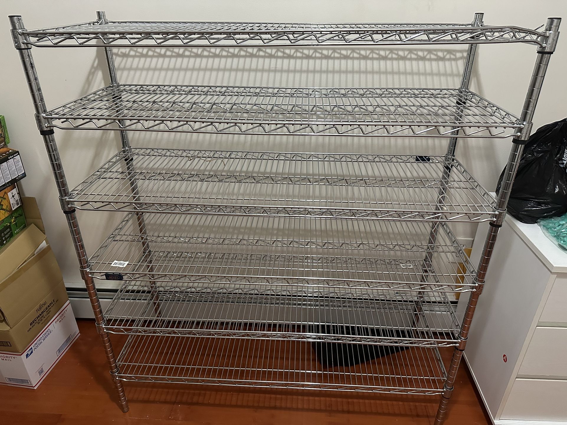 metal shelf 48 L X 18 W X 54 H, 6 Layers