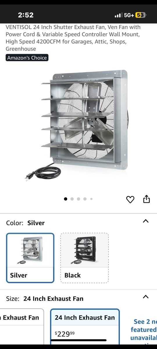 24 Inch Shutter Exhaust Fan, Ven Fan with Power Cord & Variable Speed Controller
(Shutters are lose)