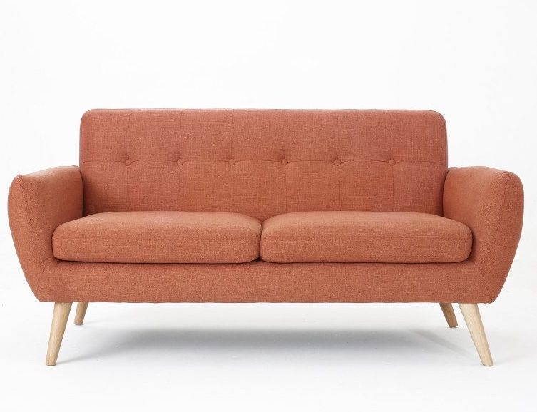 Burnt orange mid-century modern couch 