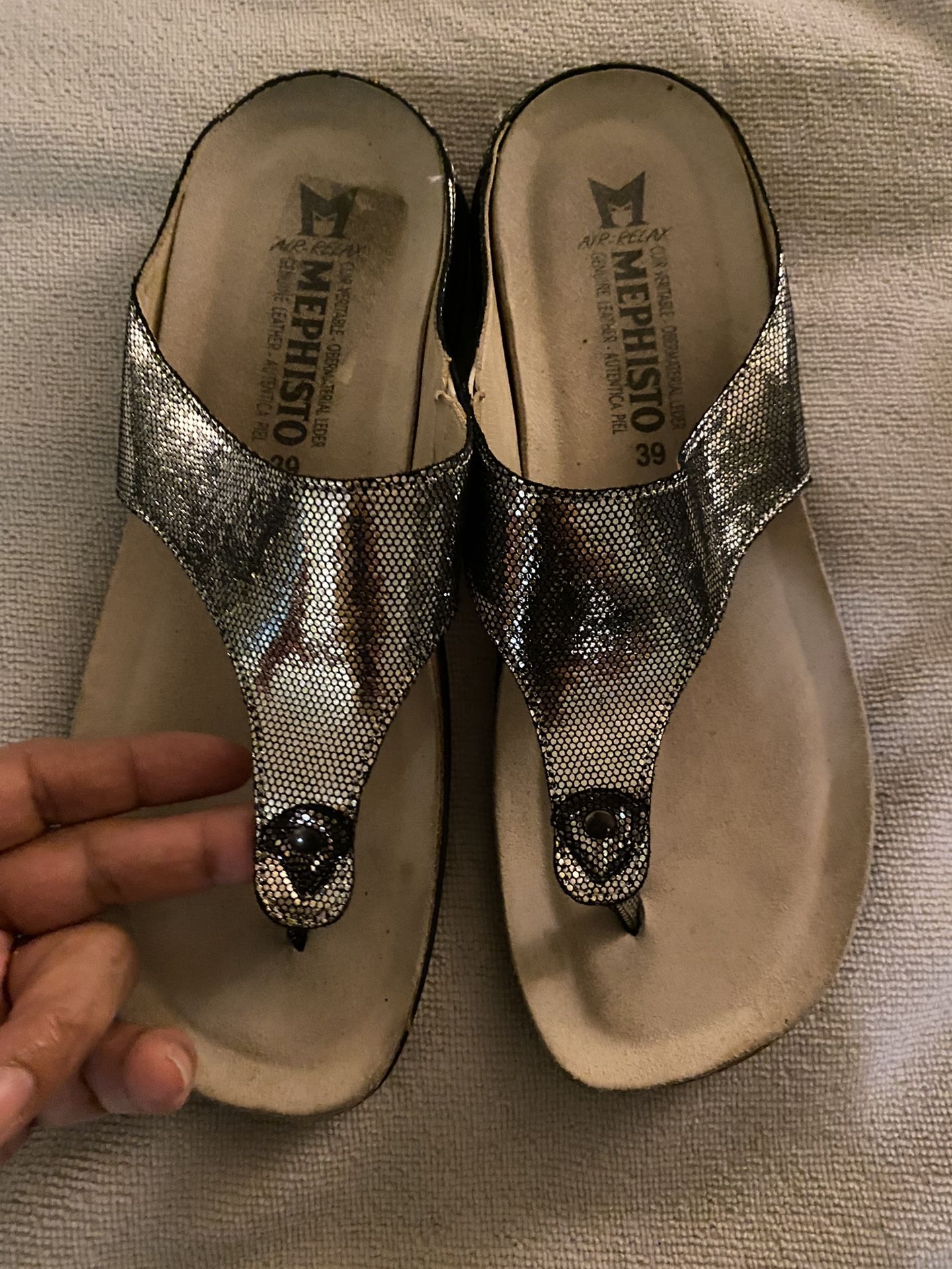 Mephisto Silver Thong Sandals REDUCED
