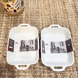 NWT STAUB France Ceramic 7.5” x 6” 1.05 Qt Rectan Gratin Dish White，2 pcs 