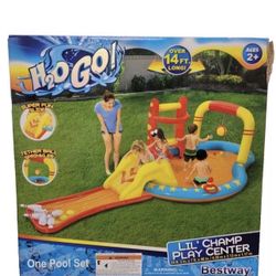 Brand New H2OGO Lil Champ Play Pool Center With Detachable Slide Kids Outdoor Summer Fun Designed to get kids moving, grooving and out of the house, s