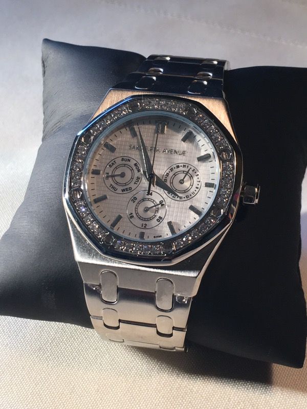 Saks Fifth Avenue Crystal Octagonal Shaped Men's Watch