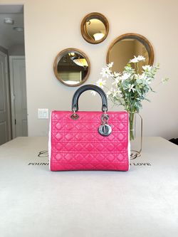 Christian Dior Lambskin Large Lady Dior Satchel
