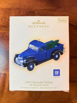 Hallmark Keepsake 1947 Chevrolet Pickup All-American Truck Christmas Ornament Blue