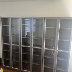 3- IKEA Billy Bookcase w/glass Doors