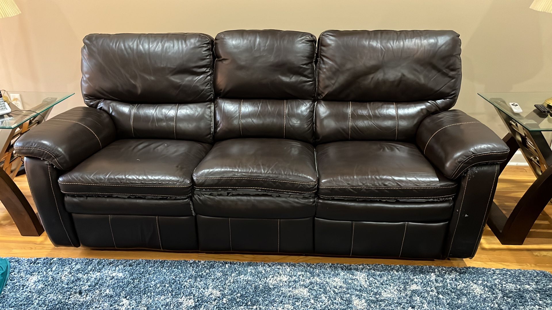 Comfortable Reclining Leather Couch