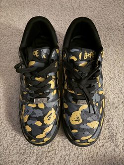 BAPE Sta Low Black Yellow Camo Sneakers