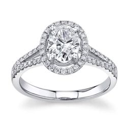 Size 8 925 Split Shank CZ Oval Cut Halo Ring