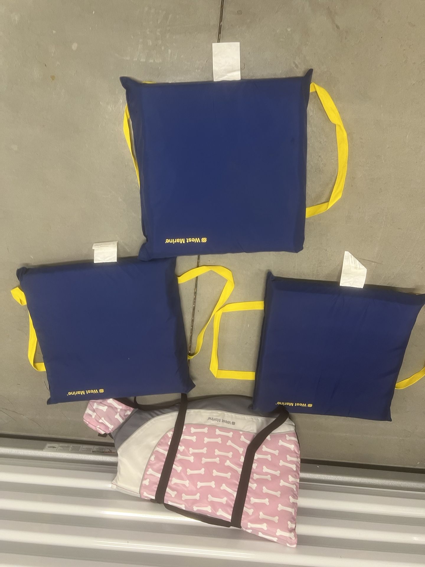 Lot of 3 West Marine flotation device Anywhere LowSeat a one dog flotation device for pets located below 31705 SR-54 Wesley Chapel, FL 33545 storag
