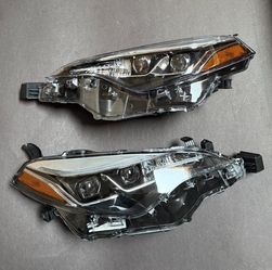 Pair LED Headlights Assembly 2017-2019 Toyota Corolla SE XSE XLE Black Housing Left Right Side