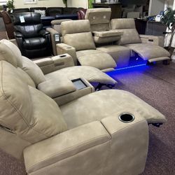 Furniture- Zero Gravity Power Recliner Sofa- Greymel