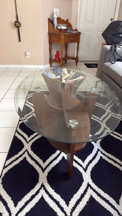 Oval glass coffee table