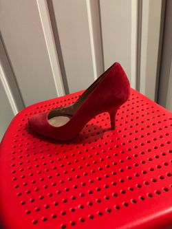 Red Suede Pointed-Toe Heels