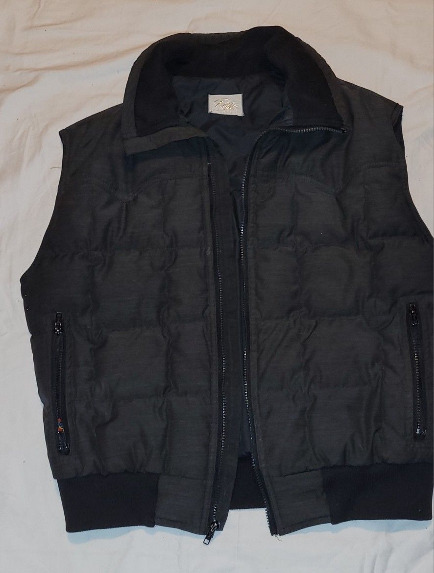 VTG Roffe Ski wear Down Puffer Vest Size Large Black Zip Front