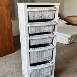 Wood Dresser w/ Wicker Drawers