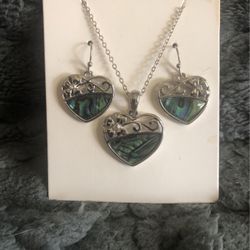 Heart ❤️ Necklace and Pierced Earrings to Match 