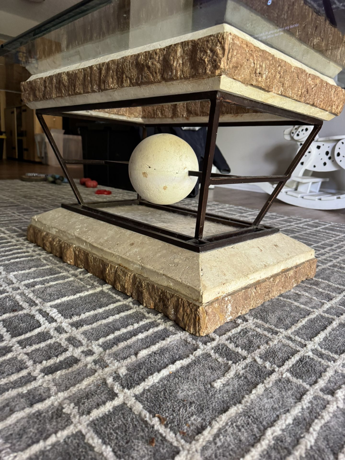 Modern/Rustic Glass-Top Coffee Table