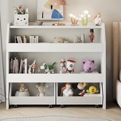 Storage Organizer - 3 Tier Shelf with 2 Movable Bins