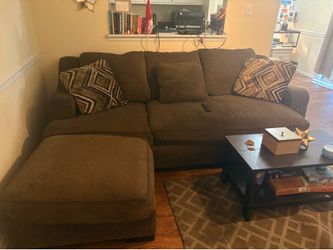 Sectional L-Shaped Couch + Swivel Lounge Chair – Clean & Comfortable