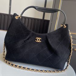 Black Hobo Tote Handbag 